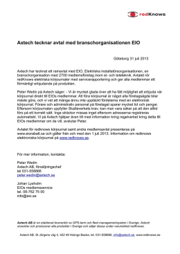 Axtech tecknar ramavtal med EIO branschorganisation
