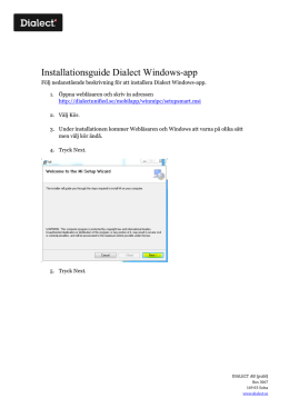 Installationsguide Dialect Windows