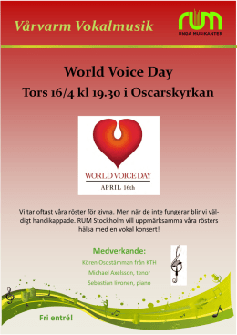 World Voice Day Vårvarm Vokalmusik