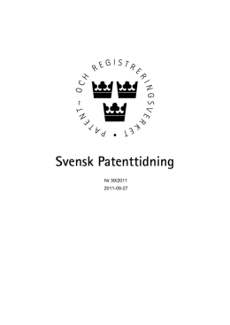Svensk Patenttidning nr 39/2011