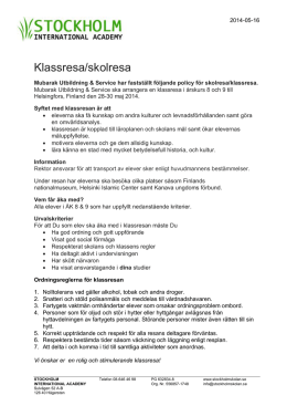 Klassresa – infobrev - Stockholm International Academy