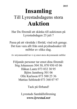 Insamling Auktion - Lyrestads Samhällsförening
