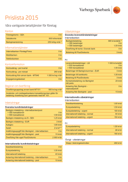 Prislista (pdf) - Varbergs Sparbank