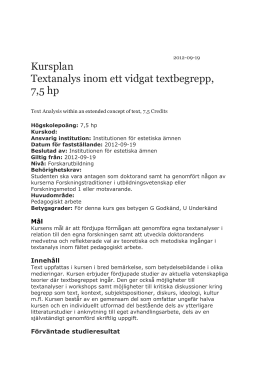 Textanalys inom ett vidgat textbegrepp, 2012
