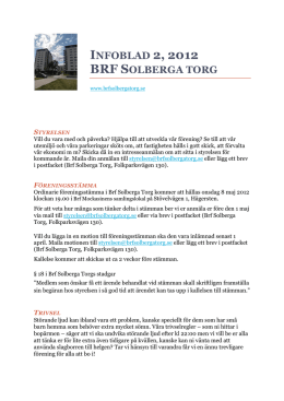 INFOBLAD 2, 2012 BRF SOLBERGA TORG