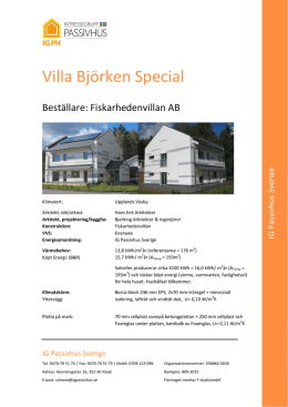 Villa Björken Special - Intressegrupp Passivhus Sverige