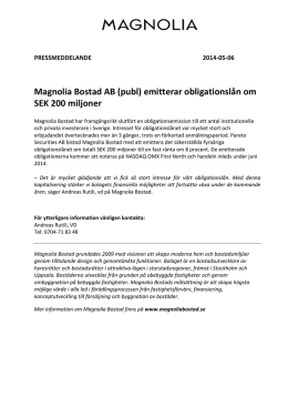 (publ) emitterar obligationslån om SEK 200