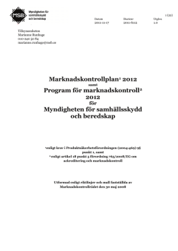 Marknadskontrollplan1 2012 Program för marknadskontroll2 2012