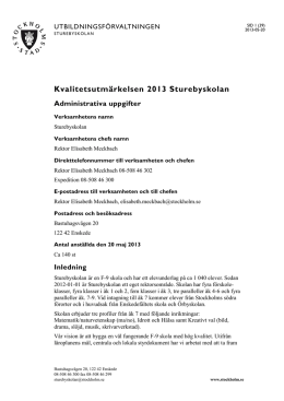 Kvalitetutmärkelse 2013(823 kB, pdf) - Sturebyskolan
