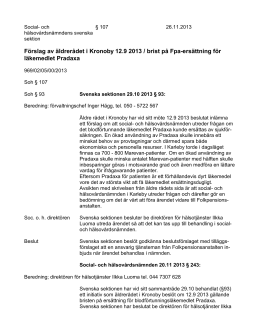 Förslag av äldrerådet i Kronoby 12.9 2013 / brist på Fpa