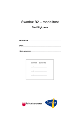 Swedex B2 – modelltest