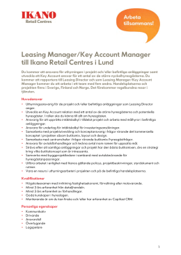 Leasing Manager/Key Account Manager till Ikano