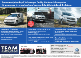 Sommarerbjudande på Volkswagen Caddy, Crafter och Transporter