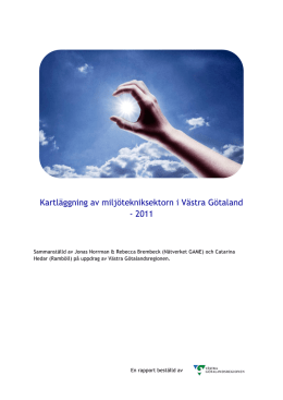 111110 - Kartl&auml;ggning av milj&ouml;tekniksektorn i V&auml;stra G&ouml;taland