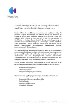 Konsultföretaget Kontigo AB söker praktikanter i Stockholm och