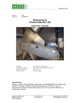 Balanseringsrapport - Spångs ProcessTeknik AB