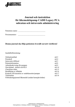 Journal och instruktion för läkemedelspump CADD Legacy PCA
