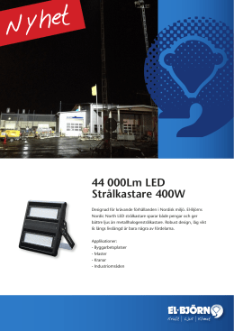 Tekniska Data, 44 000Lm LED Strålkastare 400W - El
