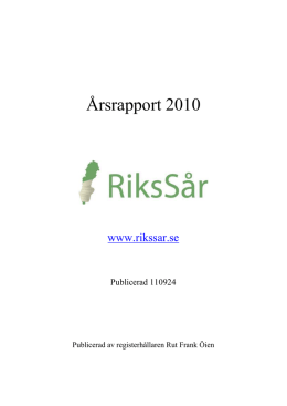RiksSår - Årsrapport 2010