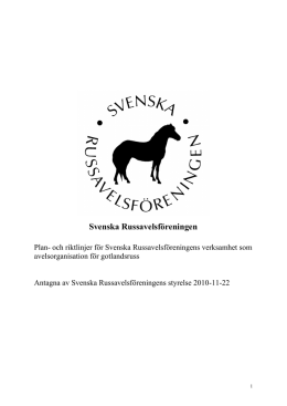 Plan- och riktlinjer - Svenska Russavelsföreningen
