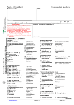 Remiss 8 Klinisk kemi, Neurometabola sjukdomar