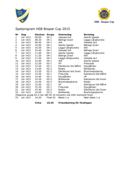 Spelprogram, HSB Bospar Cup 2015