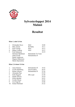 Sylvesterloppet resultat 2014 - Heleneholms IF Långlöparsektion