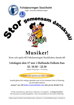 Musiker! - Folkdansringen Stockholm