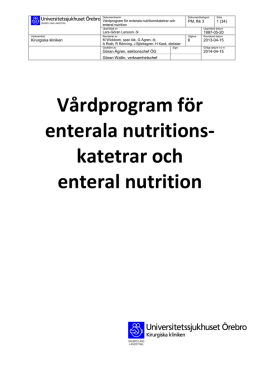 vårdprogram för enterala nutritionskatetrar och enteral nutrition