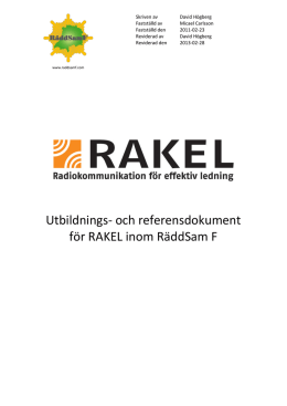 Utbildnings- och referensdokument för RAKEL inom RäddSam F