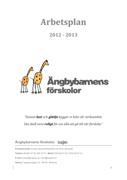 Arbetsplan 2012 - 2013 - Ängbybarnens Förskolor
