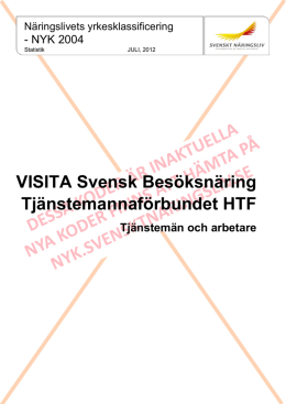 VISITA Svensk Besöksnäring Tjänstemannaförbundet HTF