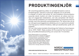 PRODUKTINGENJÖR - Nordic Waterproofing