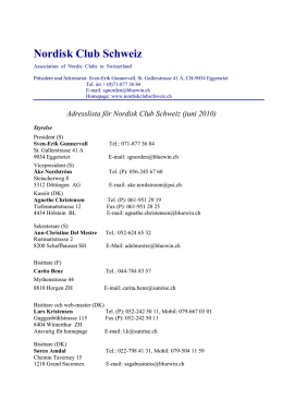Adresslista för Nordisk Club Schweiz (juni 2010)