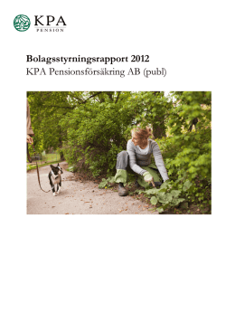 Bolagstyrningsrapport KPA Pensionsförsäkring AB