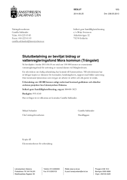 Beslut om utbetalning av bidrag från Länsstyrelsen 25 sept 2014 (pdf)