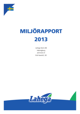 MILJÖRAPPORT 2013