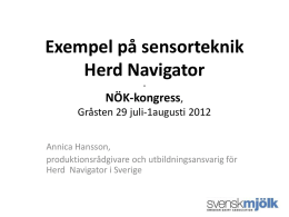 Exempel på sensorteknik Herd Navigator - NÖK-kongress