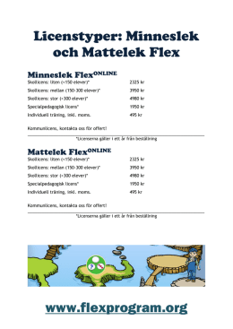 Priser och licenstyper: Minneslek & Mattelek Flex ONLINE
