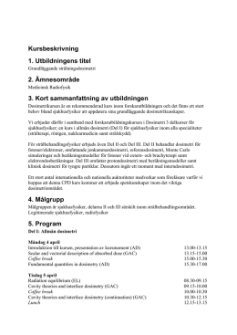 Grundläggande strålningsdosimetri Linköping