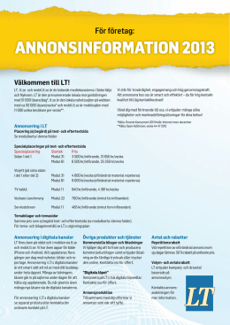 annonsinformation 2013 - Länstidningen Södertälje