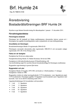 Årsberättelse 2011.pdf - Brf Humle 24