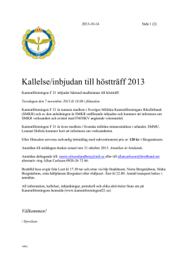 Kallelse/inbjudan till höstträff 2013