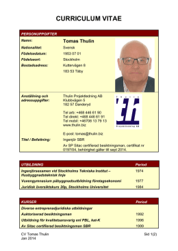 CV för Tomas Thulin - Thulin Projektledning AB