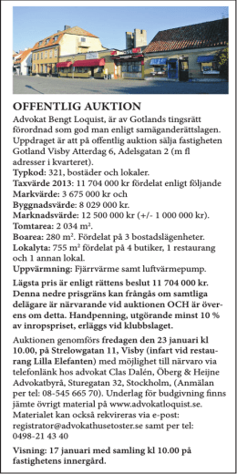 OFFENTLIG AUKTION - advokatloquist.se