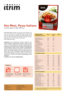 Hot Meal, Pasta Italiano