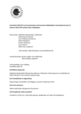Protokoll 2-2014 fört vid styrelsemöte med Svenska Pudelklubbens