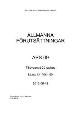 ALLMÄNNA FÖRUTSÄTTNINGAR ABS 09
