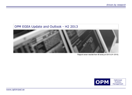 OPM EGEA Update and Outlook