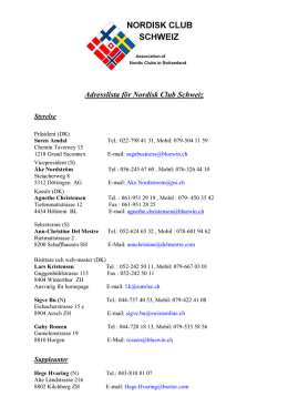 Adresslista för Nordisk Club Schweiz